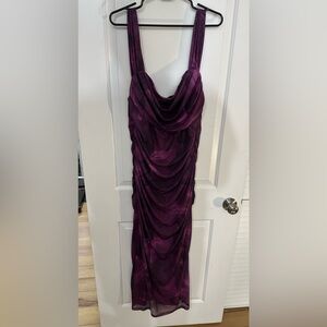 NWT Elegant Purple Draped Evening Dress